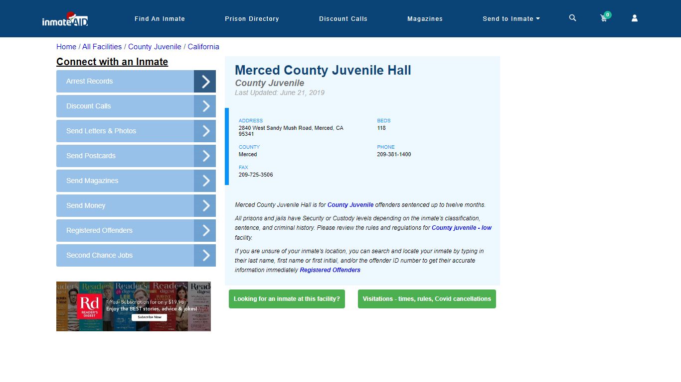 Merced County Juvenile Hall & Inmate Search - Merced, CA