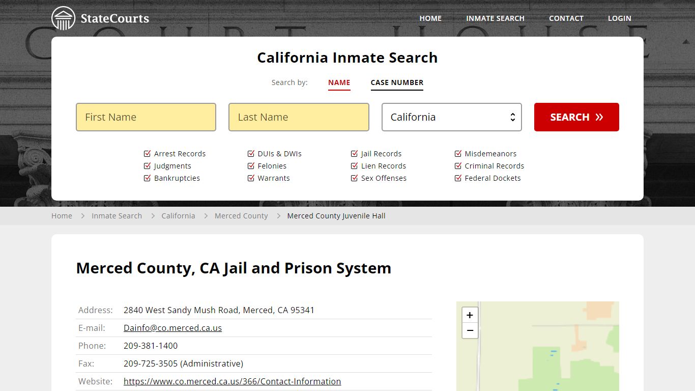 Merced County Juvenile Hall Inmate Records Search, California - StateCourts