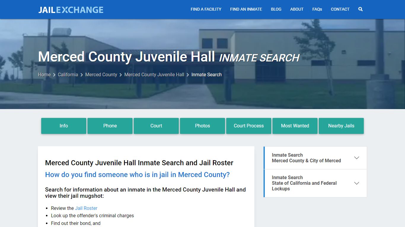 Merced County Juvenile Hall Inmate Search - Jail Exchange