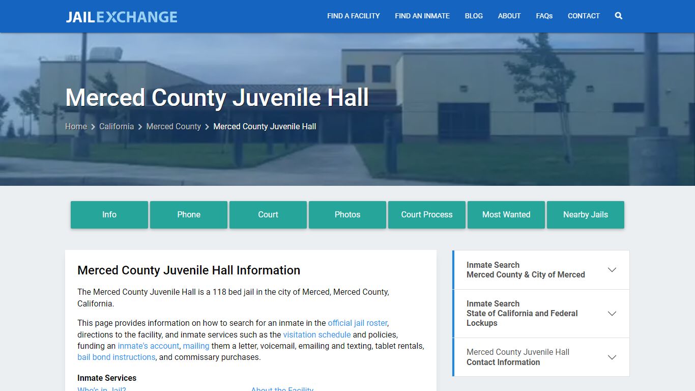 Merced County Juvenile Hall, CA Inmate Search, Information - Jail Exchange
