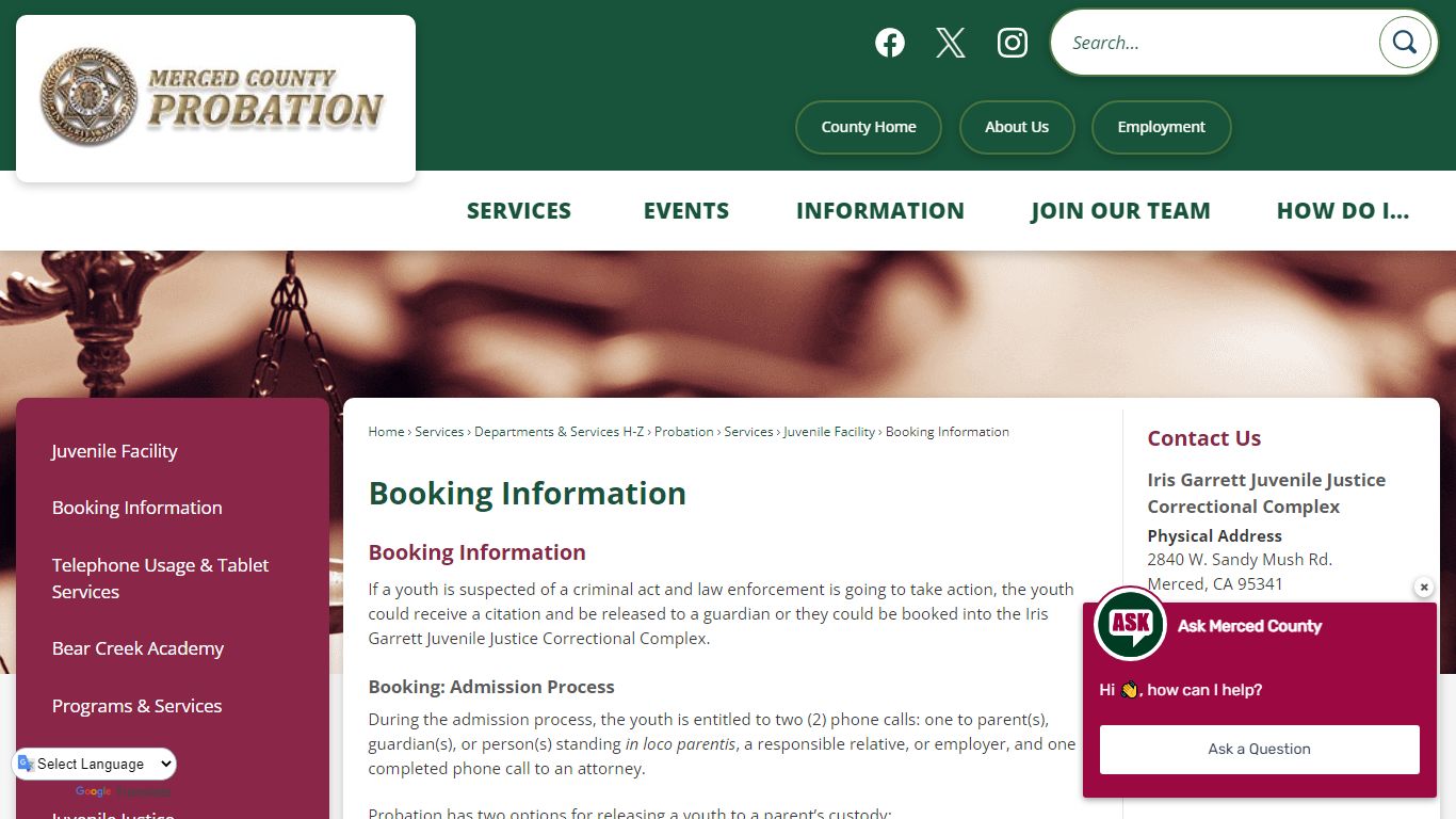 Booking Information | Merced County, CA - Official Website